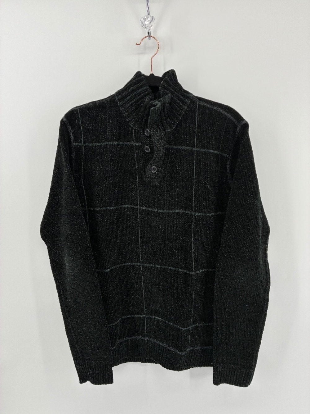 MASSIVE $10 SALE Point Zero Black Turtleneck Sweater with Grid Design